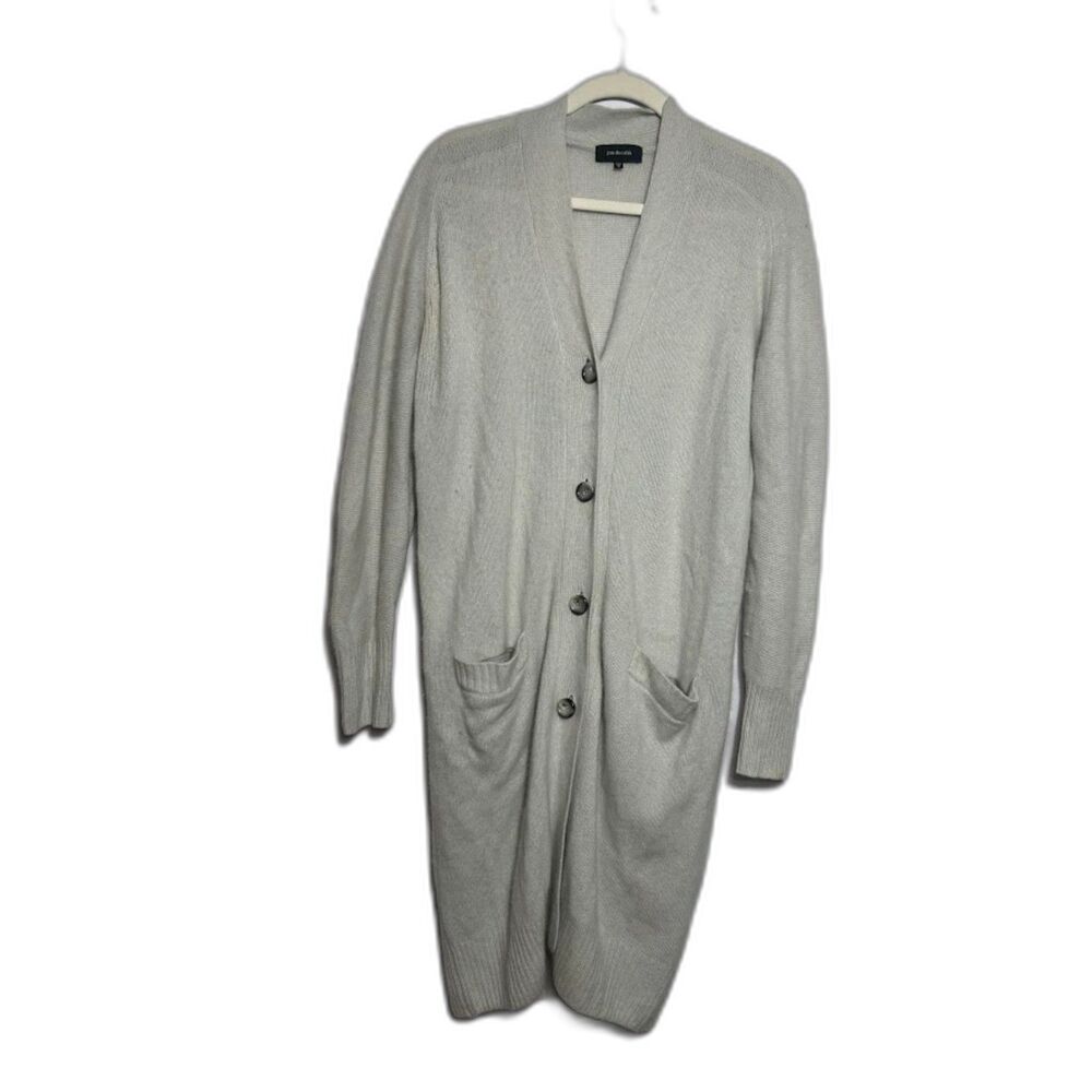 Pas de Calais Cardigan Women's Small Gray wool Longline Soft textured sweater